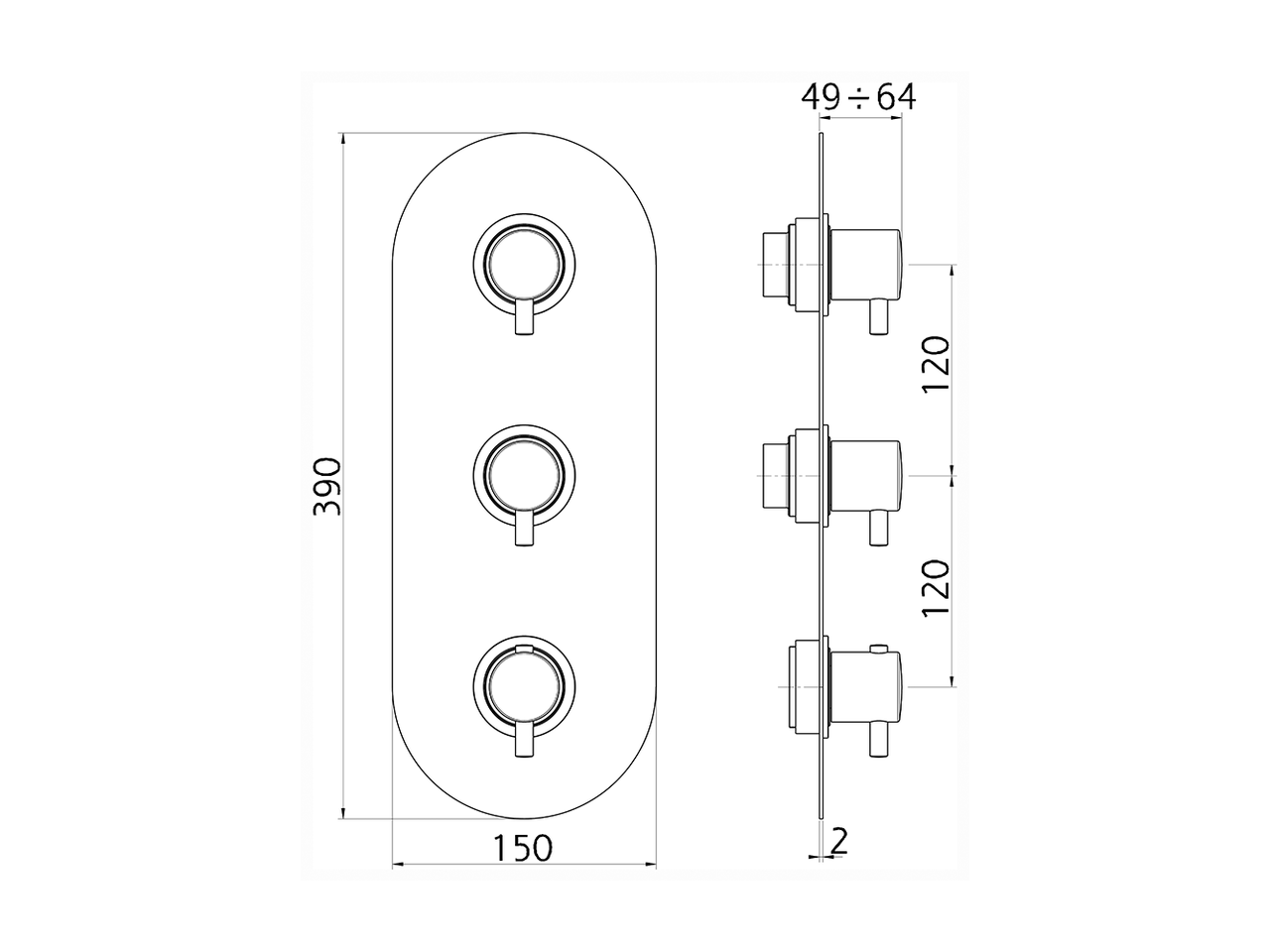 Cover Part for 2 Function Concealed Thermo Valve WELLNESS_LN01V200 - v1