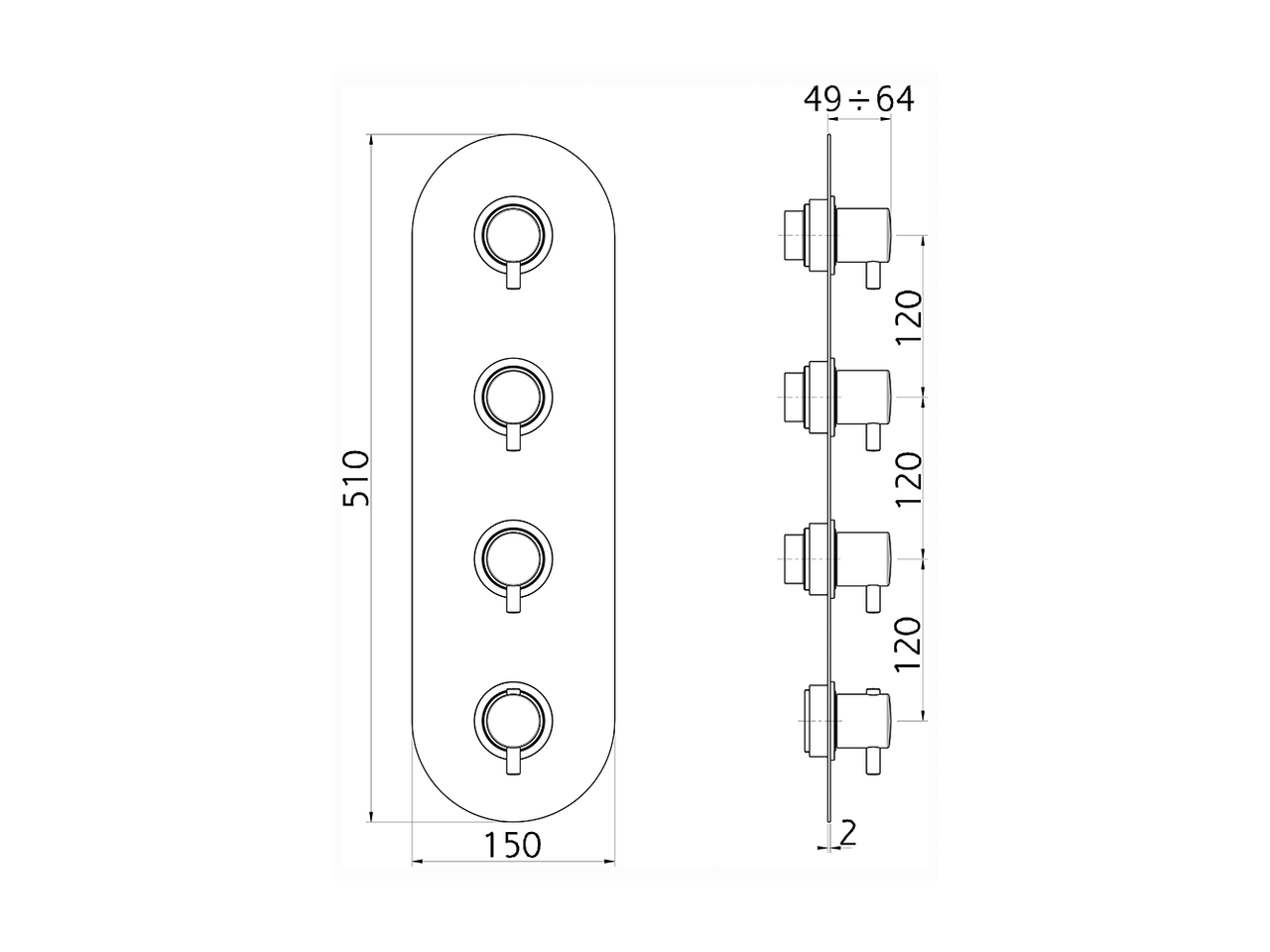 Cover Part for 3 Function Concealed Thermo Valve WELLNESS_LN01V300 - v1