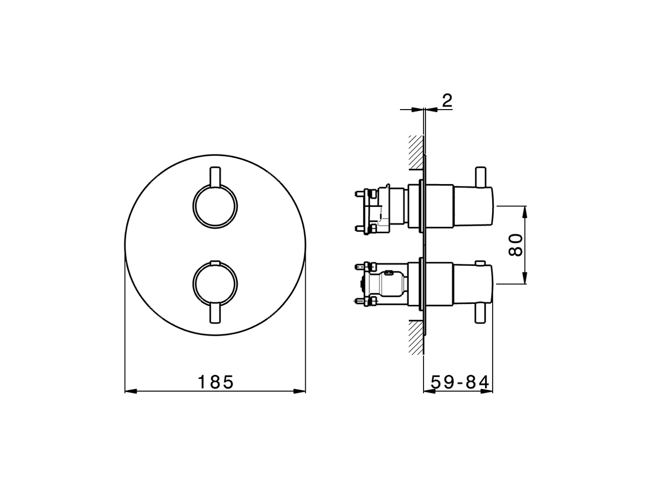 Exposed part for Thermostatic One Box Valve NUOVA LESS_LN0BT030 - v1