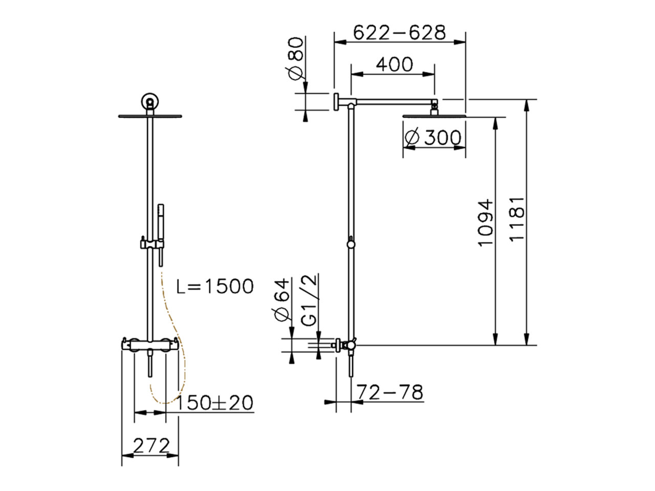 2-functions Thermostatic shower set LESS MINIMAL_LNC7801N - v1