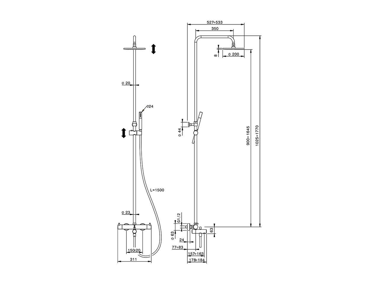 3-functions Thermostatic shower set NUOVA LESS_LNC83016 - v1