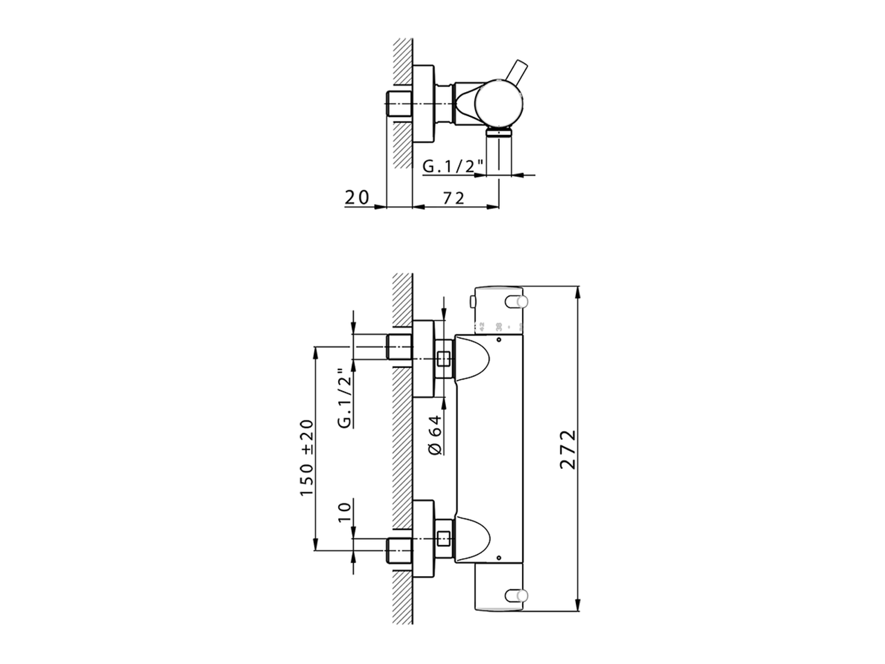 Thermostatic shower mixer LESS MINIMAL_LNT01010 - v1
