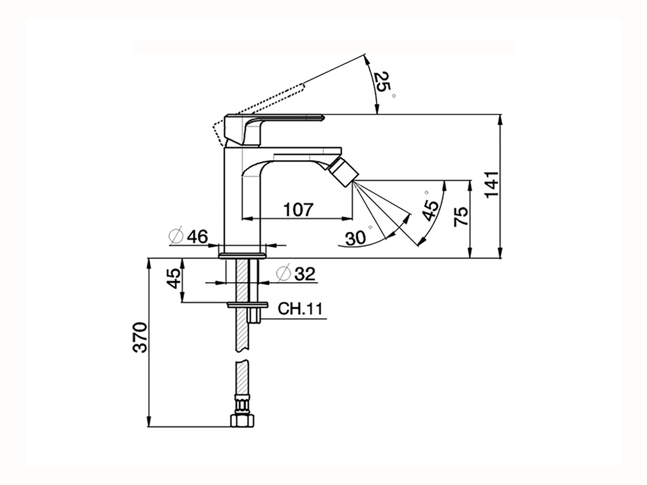 Single lever bidet mixer LINEAVIVA_LV000560C - v1