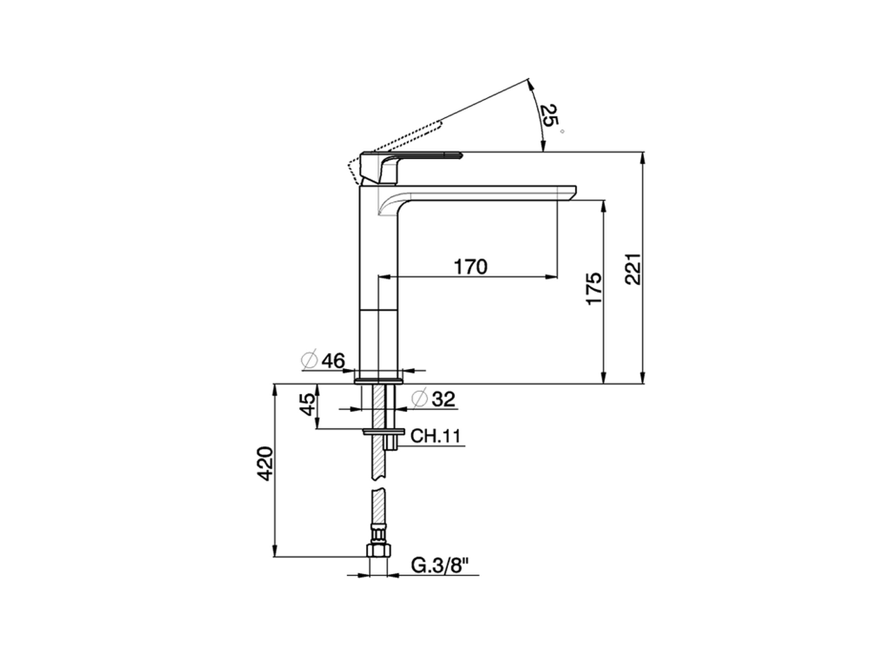 Single lever 'medium' washbasin mixer LINEAVIVA_LV001500 - v1