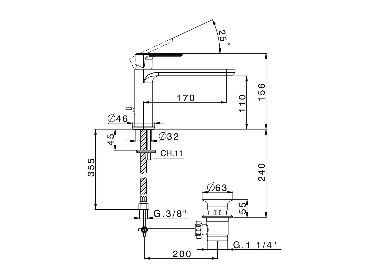 Single lever washbasin mixer LINEAVIVA_LV001510 - v1