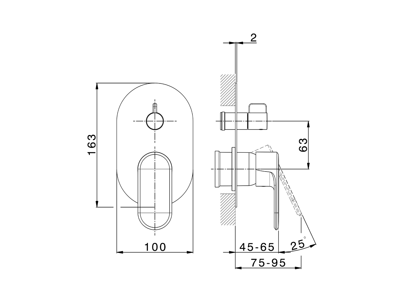 Exposed part for concealed S.L.bath-shower valve LINEAVIVA_LV002300 - v1