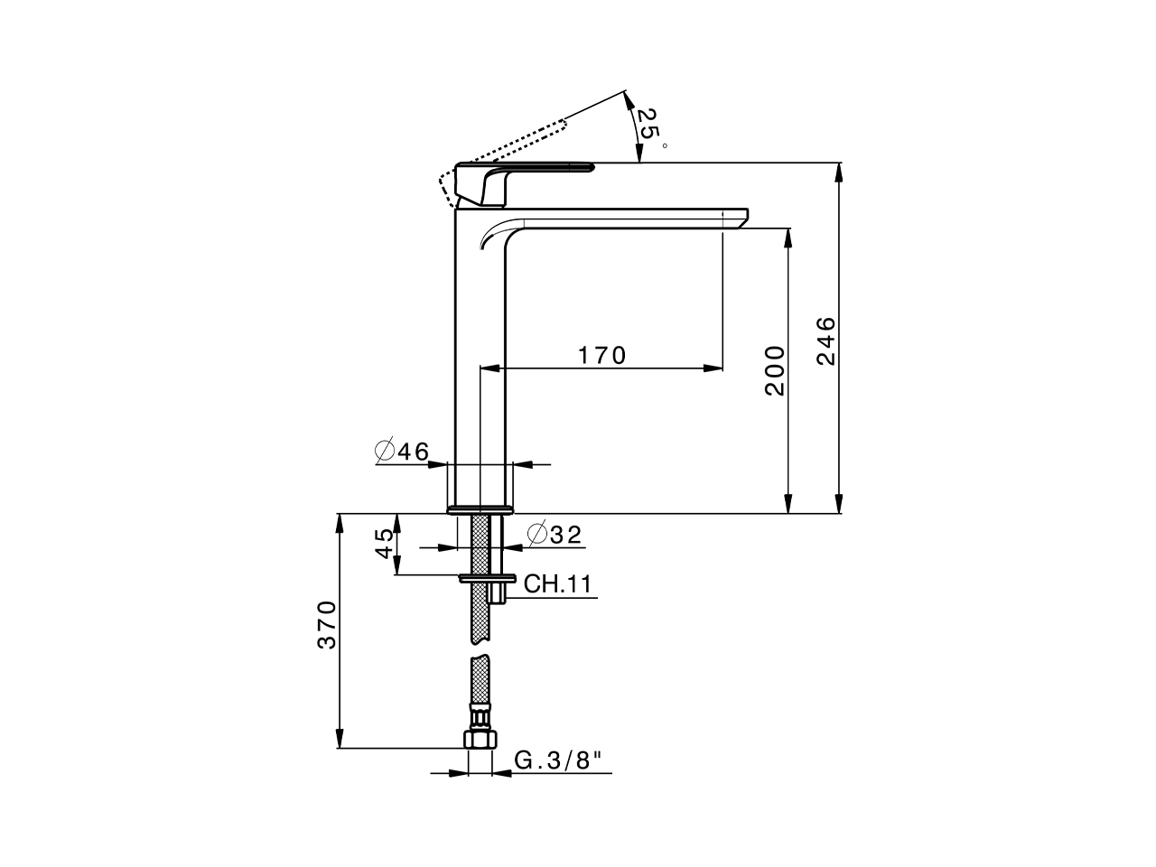 Single lever tall washbasin mixer LINEAVIVA_LV003554 - v1