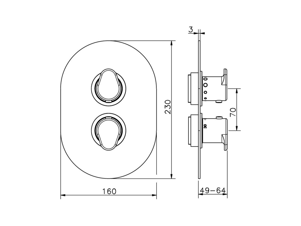 Exposed part for con.thermo.shower valve 1-outlet LINEAVIVA_LV007300 - v1