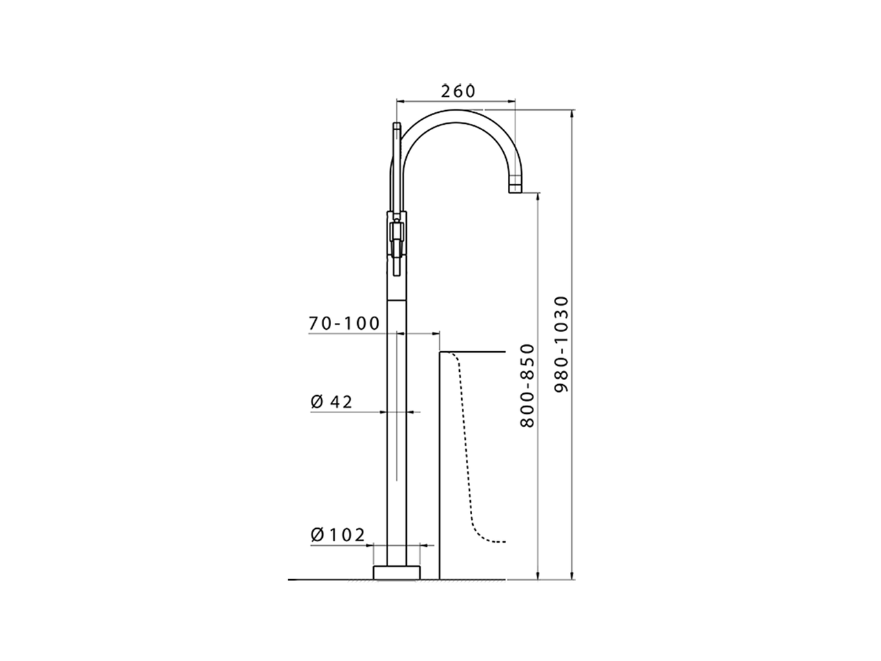 Exposed part for single-lever bath shower mixer LINEAVIVA_LV014200 - v1