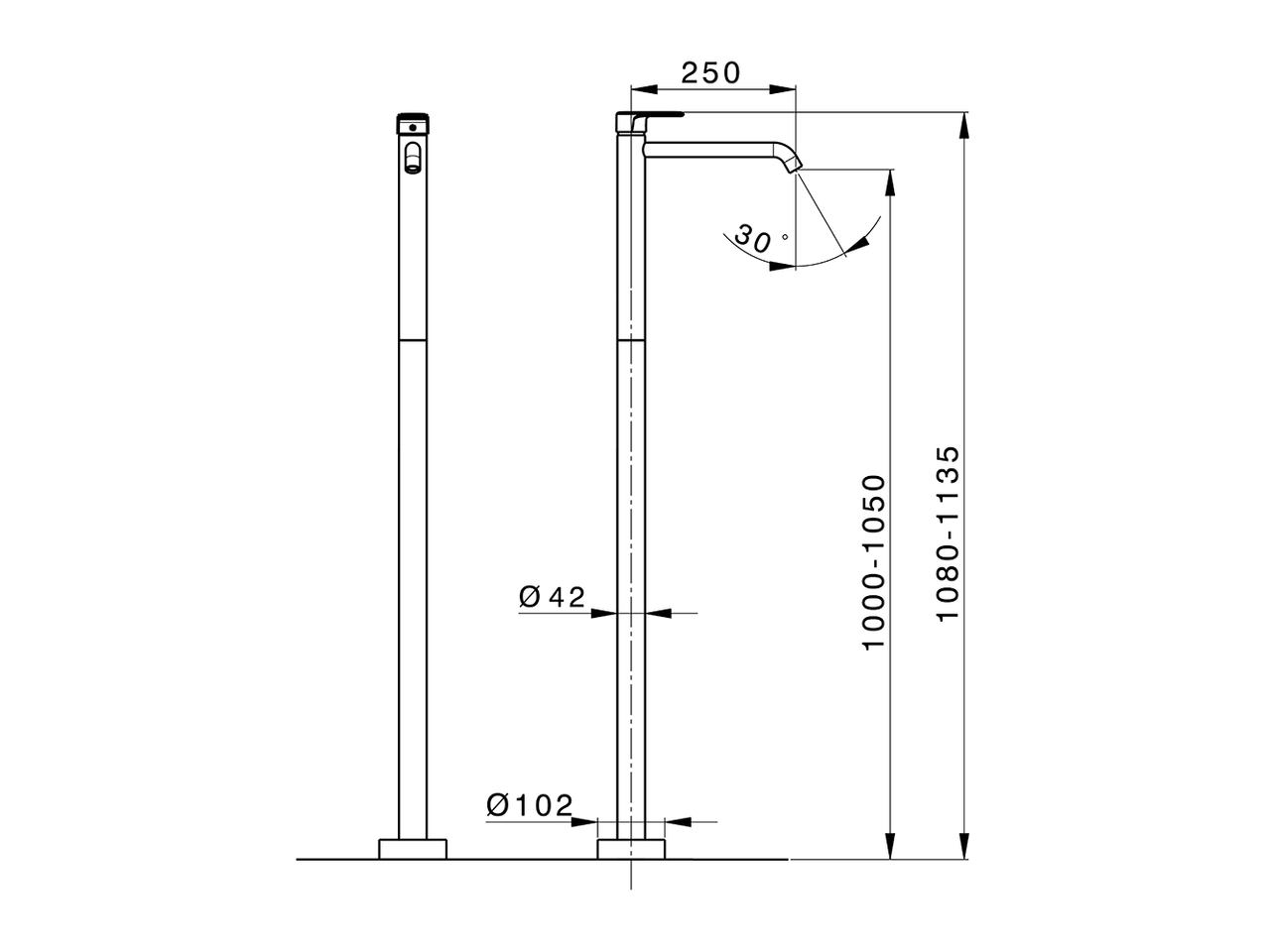 Exposed part for single basin on the floor LINEAVIVA_LV014510 - v1