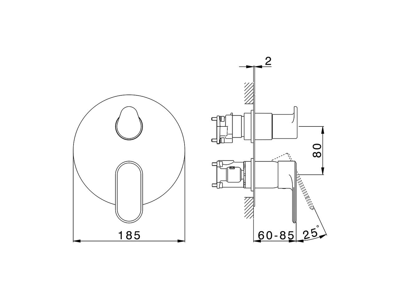 Exposed part for Single Lever One Box Valve LINEAVIVA_LV0BM030 - v1