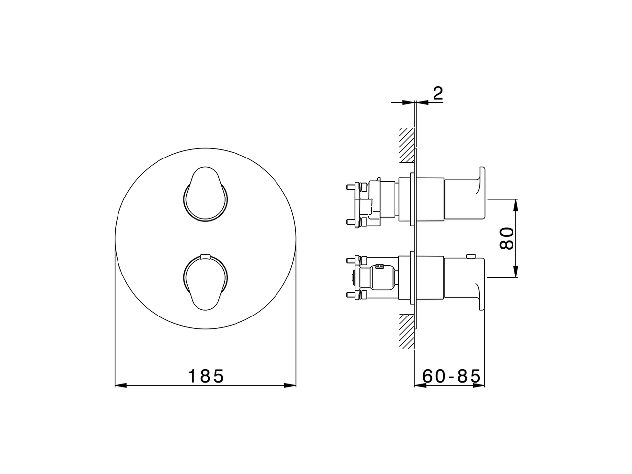 Exposed part for Thermostatic One Box Valve LINEAVIVA_LV0BT030 - v1