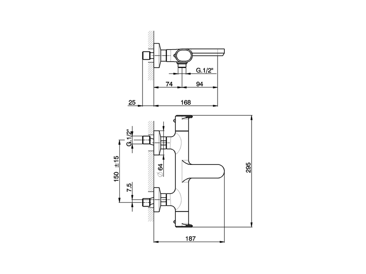 Thermostatic bath mixer LINEAVIVA_LVT21010 - v1