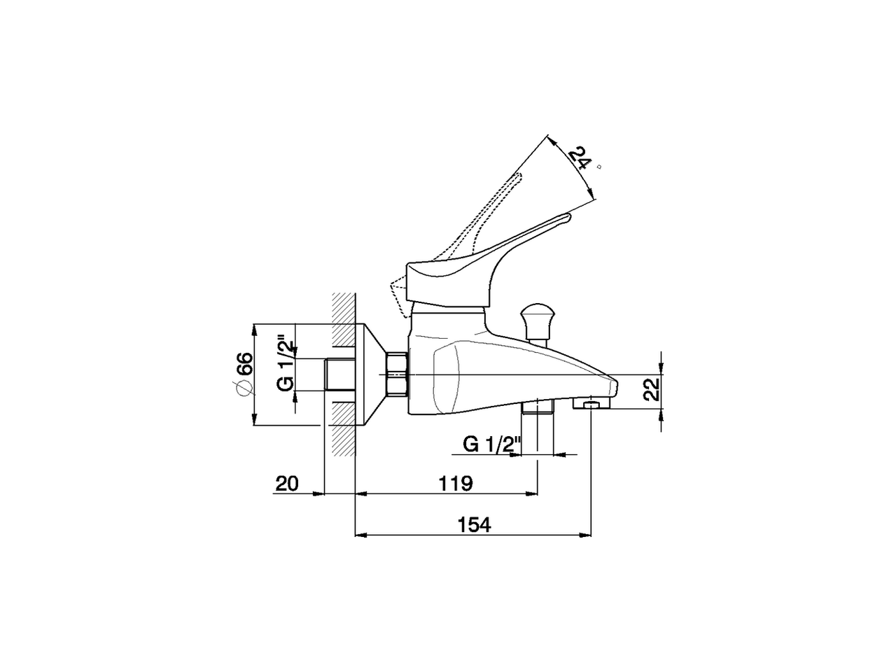Single lever bath mixer MITO3_M3000130 - v1