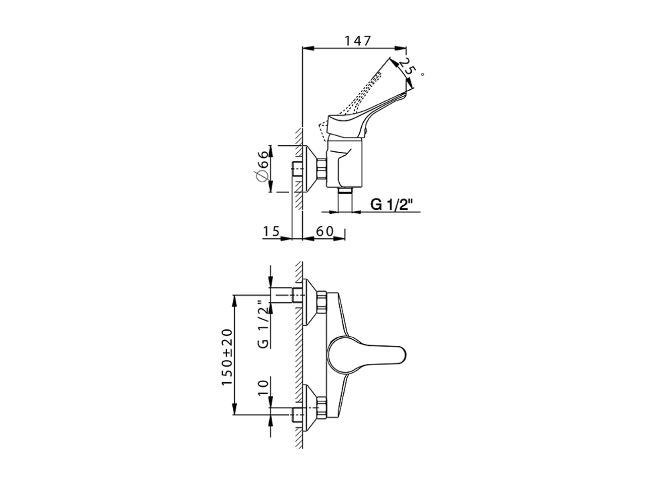 Single lever shower mixer MITO3_M3000440 - v1