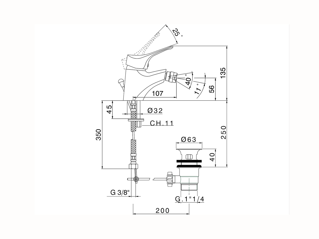 Single lever bidet mixer MITO3_M3000550 - v1