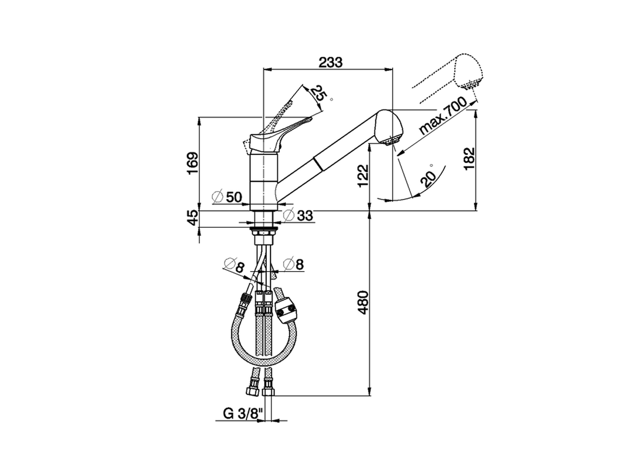 Single lever sink mixer with extrac.shower KITCHEN_M3002570 - v1