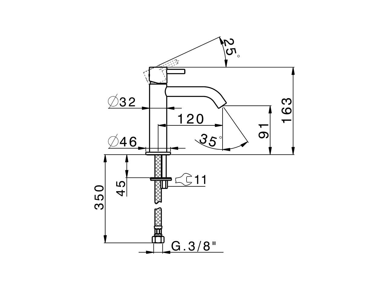 Single lever 'large' washbasin mixer LESS MINIMAL_MI000504C - v1