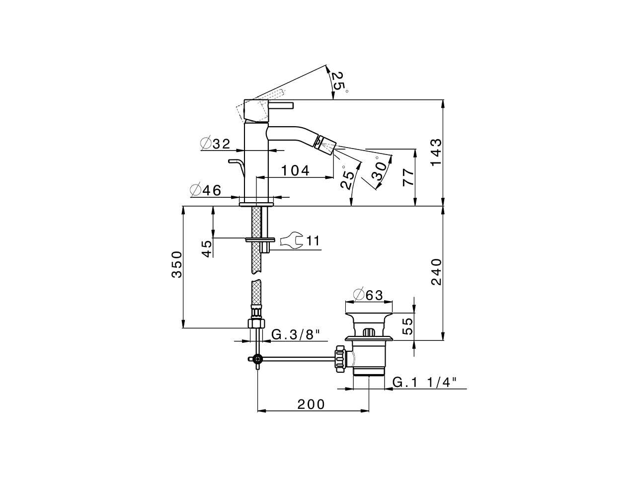 Single lever bidet mixer LESS MINIMAL_MI000554 - v1