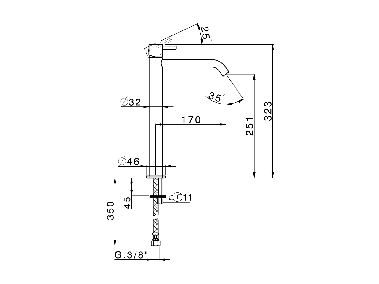 Single lever tall basin mixer LESS MINIMAL_MI004544C - v1