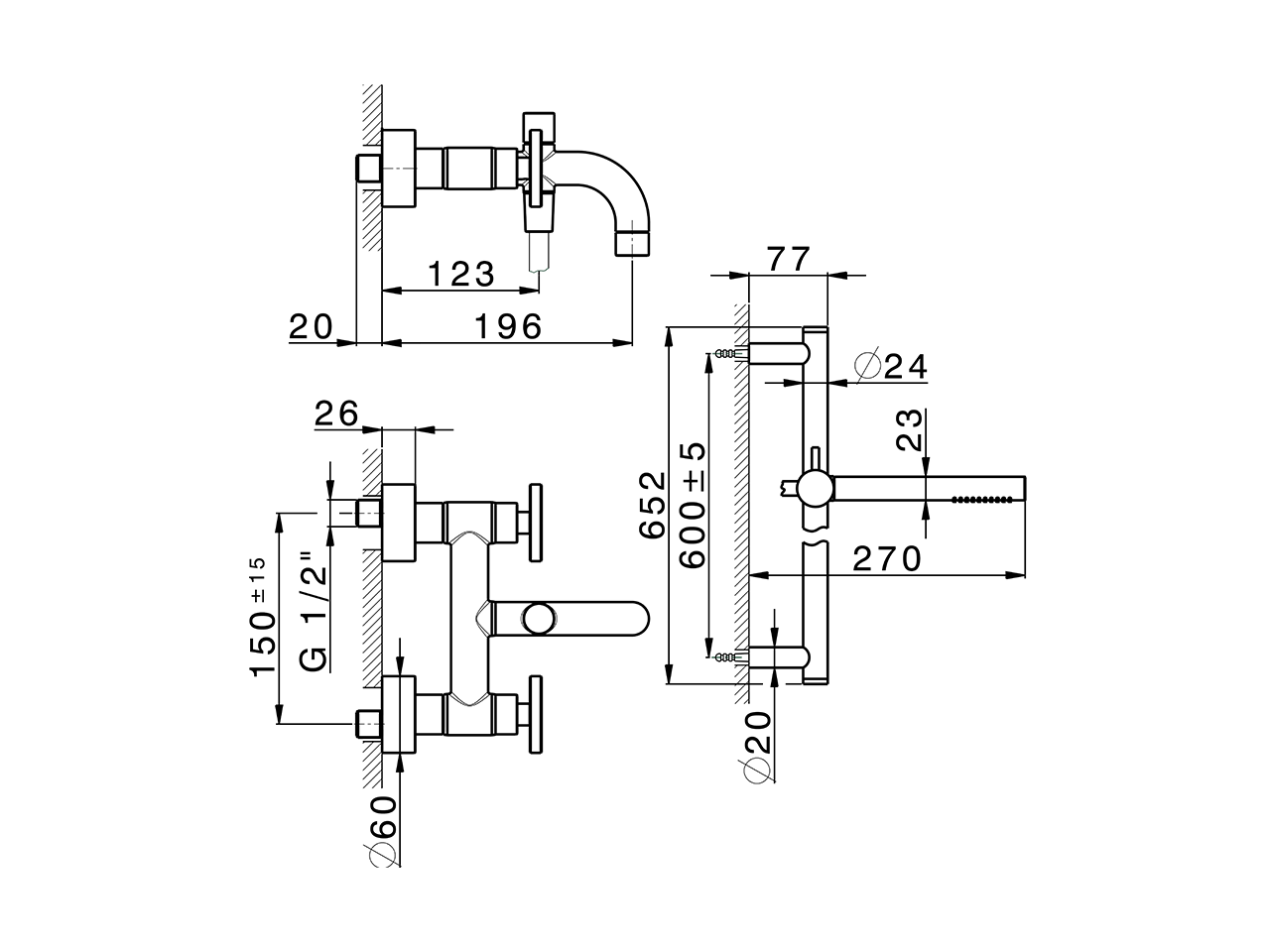 Bath mixer, with full equipment GRACE_MN000060 - v1
