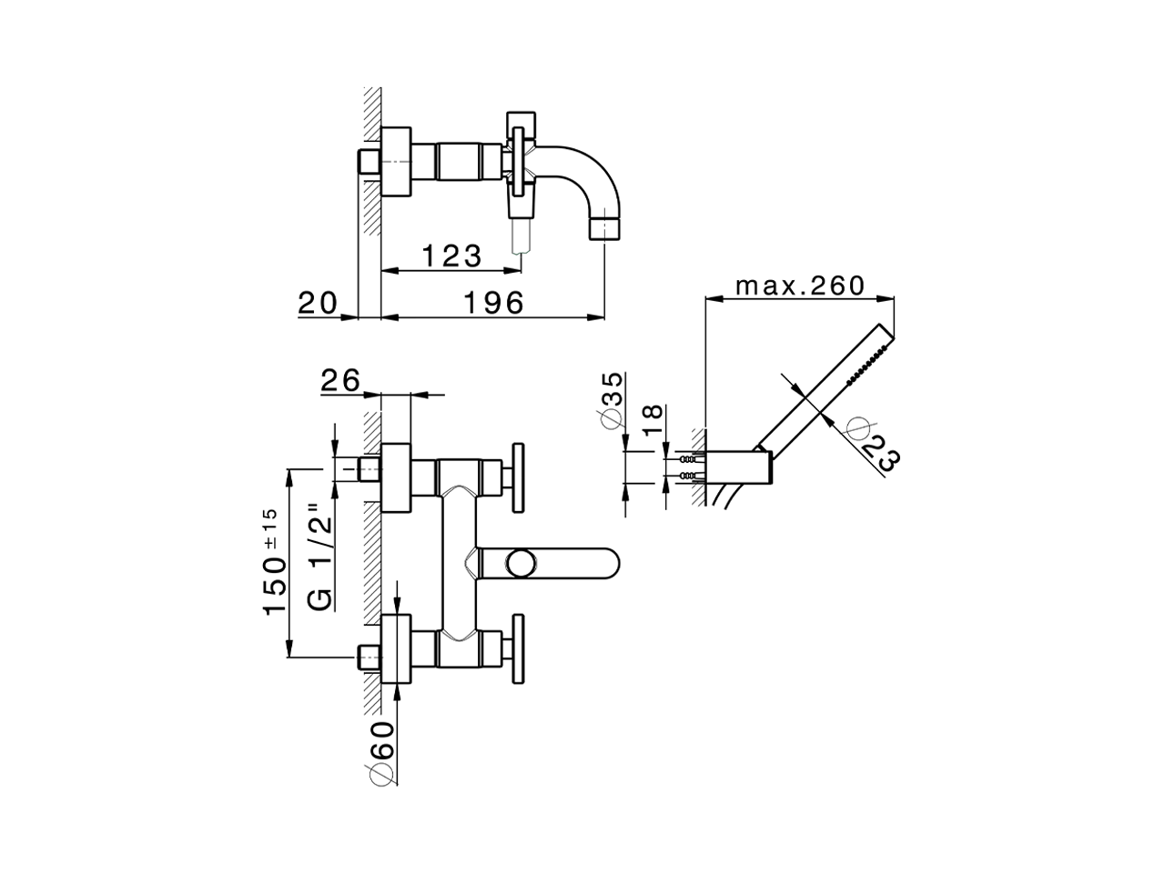 Bath mixer, with full equipment GRACE_MN000120 - v1