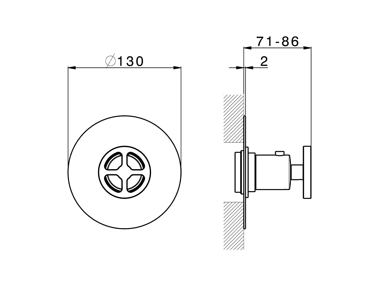 Exposed part for concealed thermo shower valve GRACE_MN007200 - v1