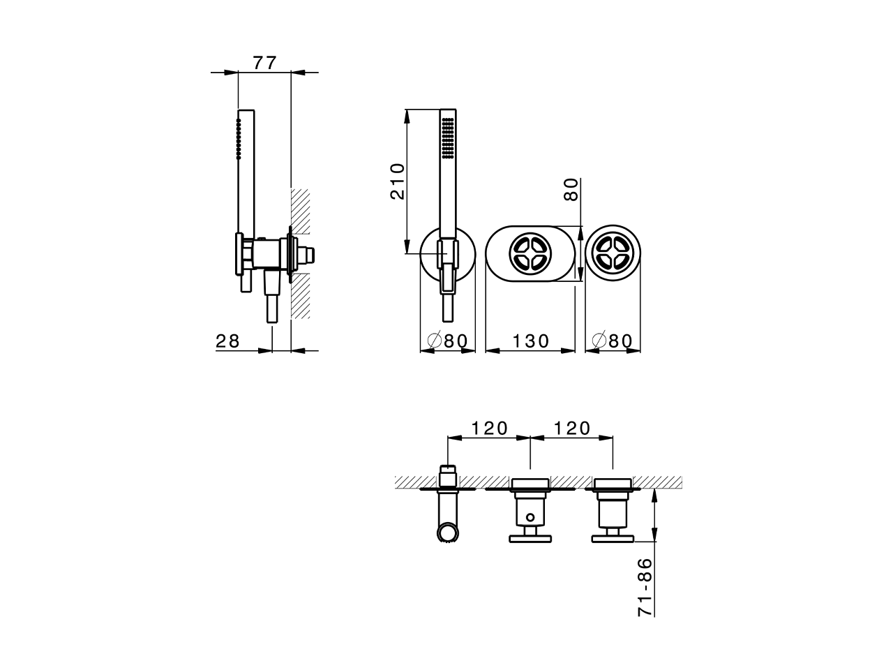 Exposed part for con.thermo.shower valve, 2-outlet GRACE_MN019641 - v1