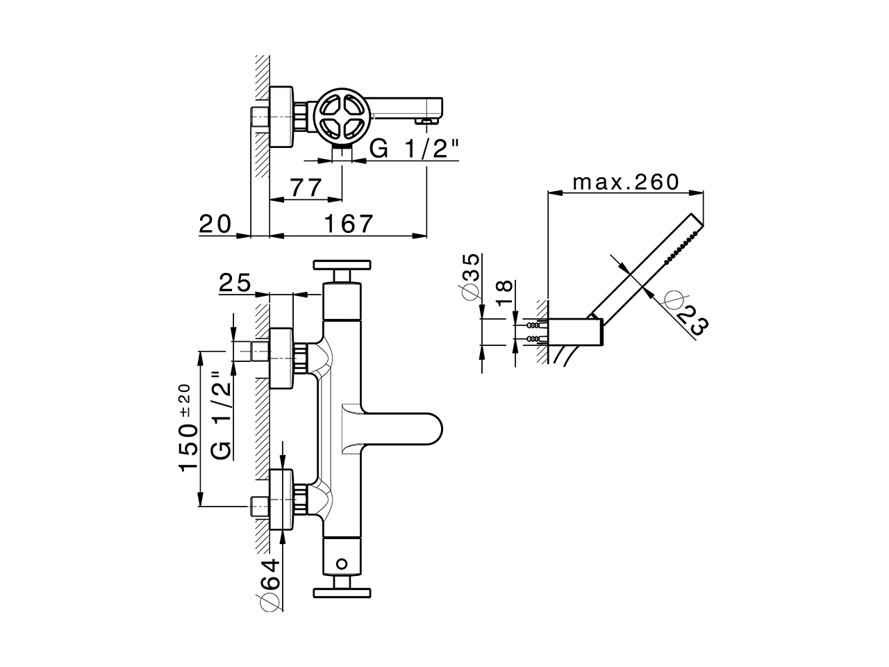 Thermostatic bath mixer, with shower set GRACE_MND21016 - v1