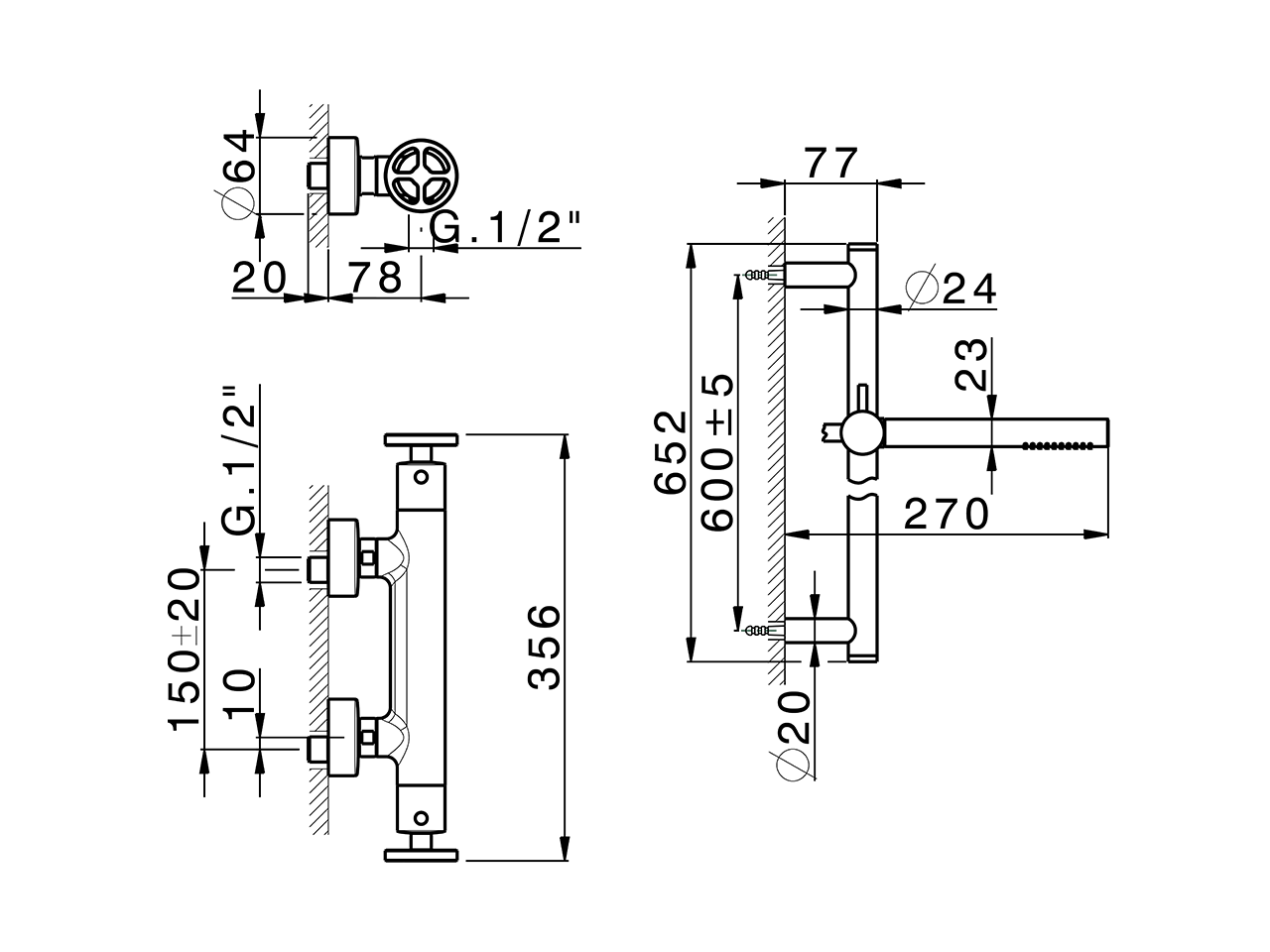 Thermostatic shower mixer with sliding bar GRACE_MNS01010 - v1