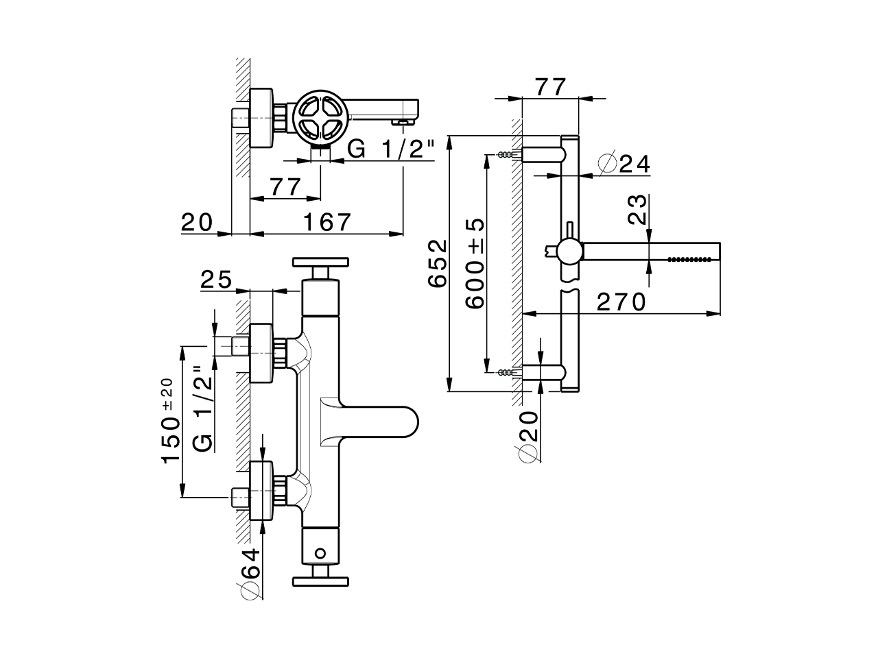 Thermostatic bath-shower mixer with sliding bar GRACE_MNS21016 - v1