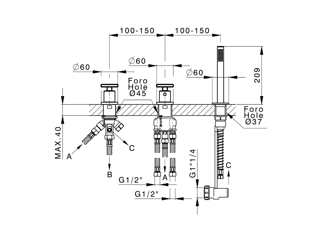Thermostatic deck-mounted 3-hole mixer GRACE_MNT79010 - v1