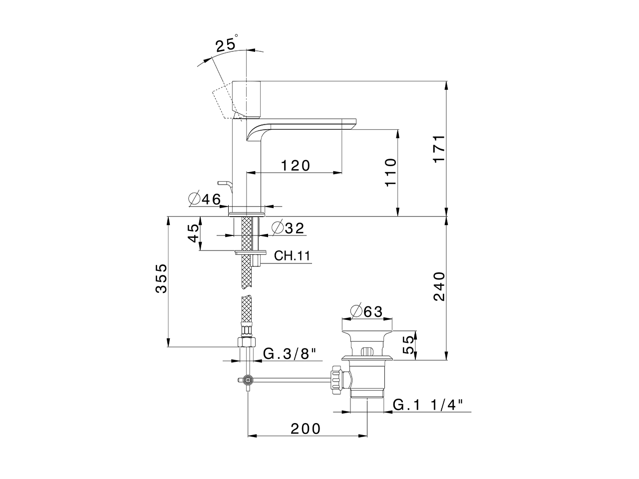 Single lever 'large' washbasin mixer PURA ENCANTO_N1000504 - v1