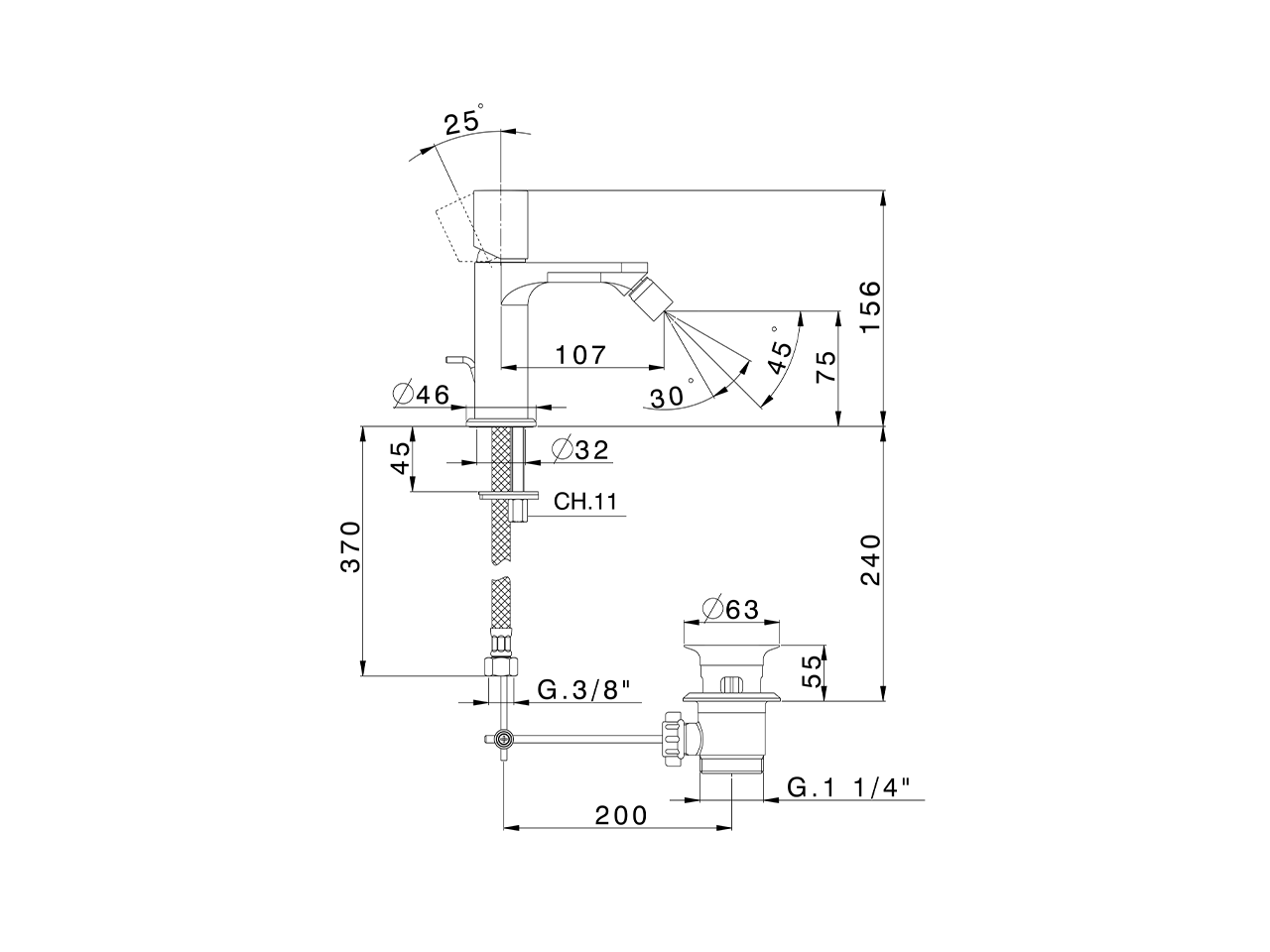 Single lever bidet mixer PURA ENCANTO_N1000564 - v1
