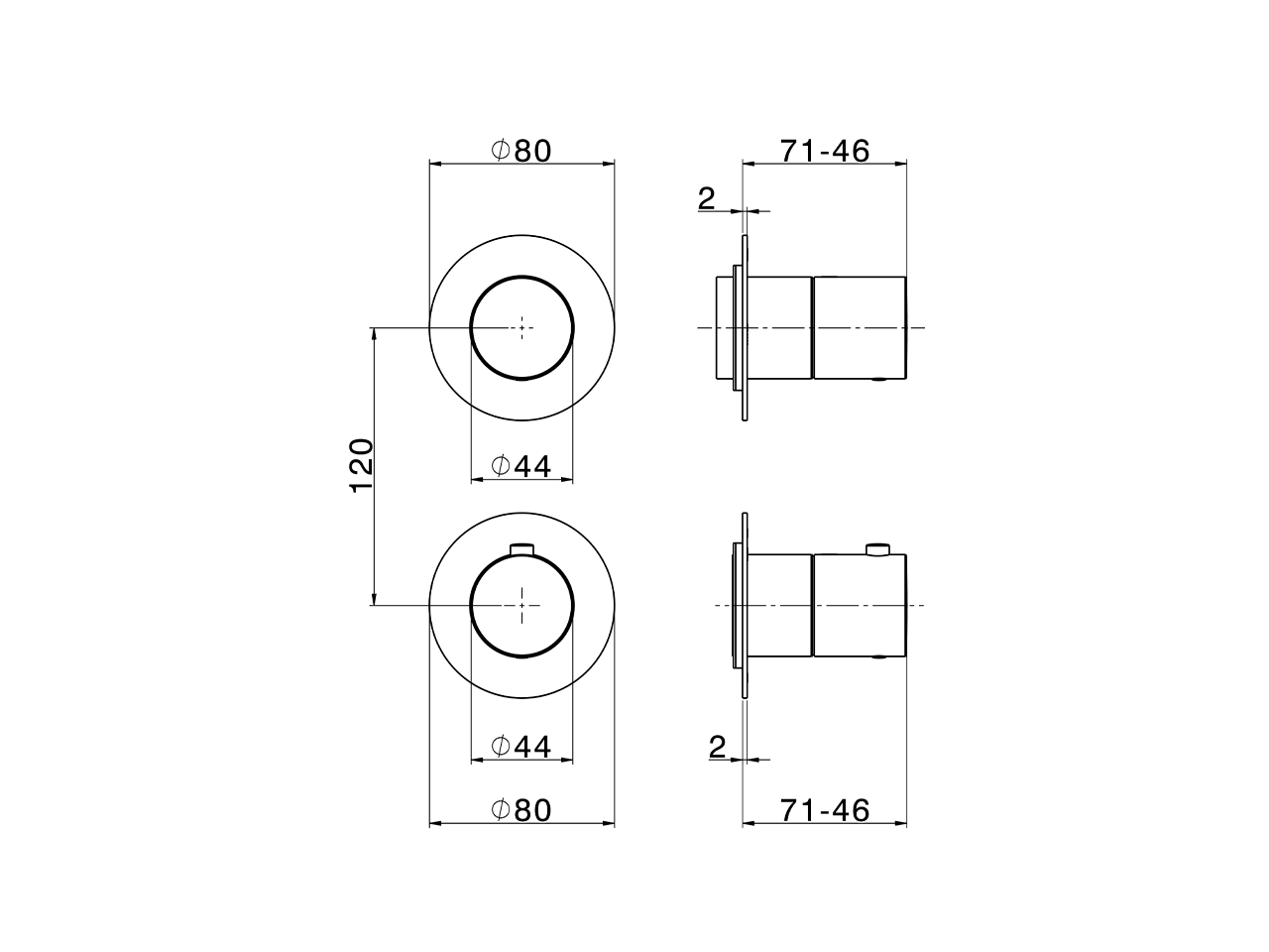 Expo. part for concealed thermo shower valve PURA ENCANTO_N10G2200 - v1