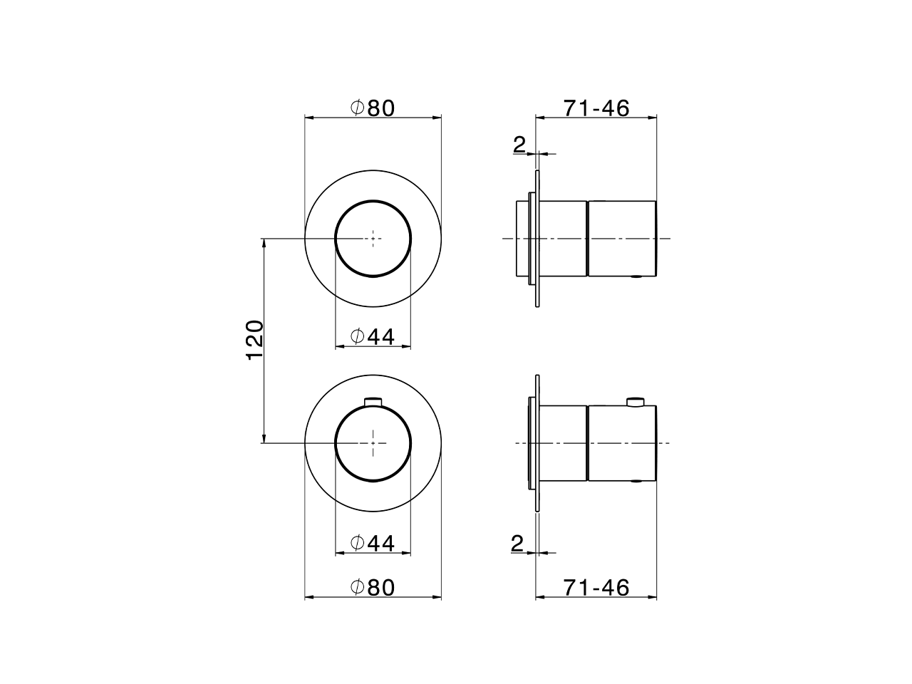 Expo. part for concealed thermo shower valve PURA ENCANTO_N10G2300 - v1