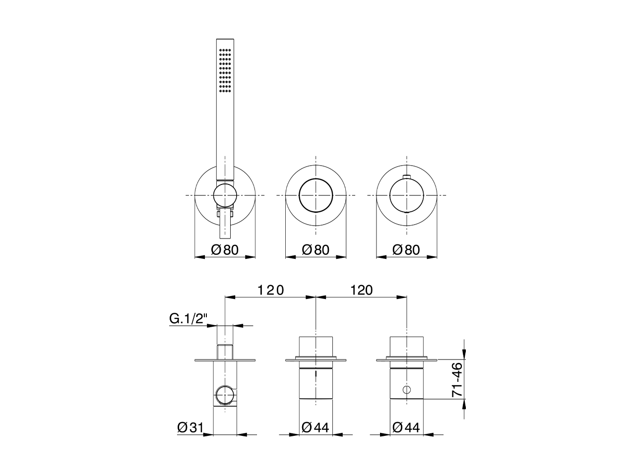 Exposed part for con.thermo.shower valve PURA ENCANTO_N10G4100 - v1