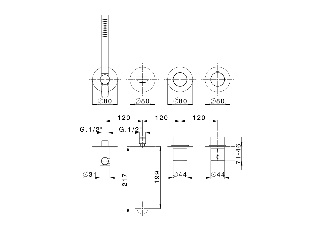 Exposed part for con.thermo. bath mixer PURA ENCANTO_N10G4200 - v1