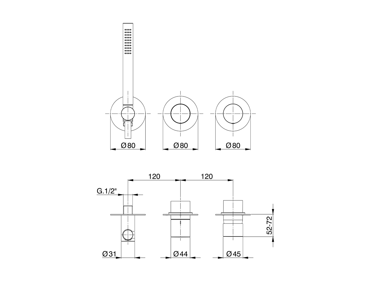 Expo. part for concealed S.L. shower valve PURA ENCANTO_N10G8100 - v1