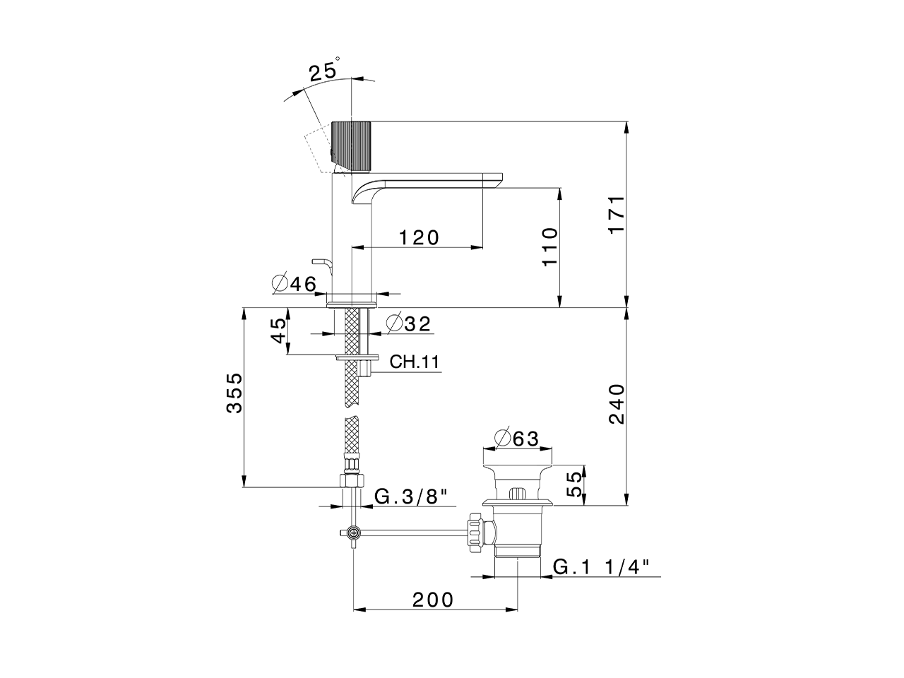 Single lever 'large' washbasin mixer PLISSÉ ENCANTO_N2000504 - v1