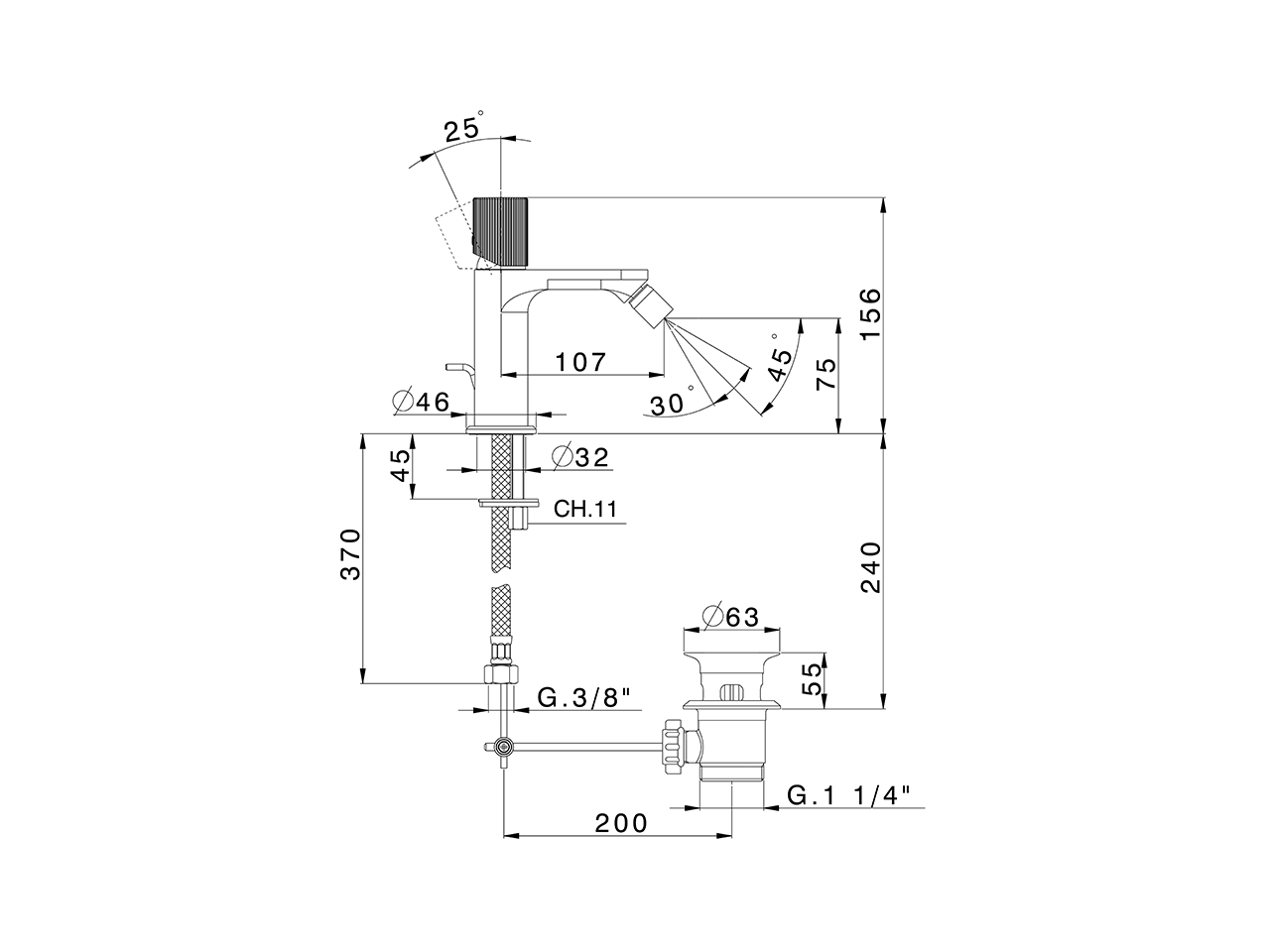 Single lever bidet mixer PLISSÉ ENCANTO_N2000564 - v1