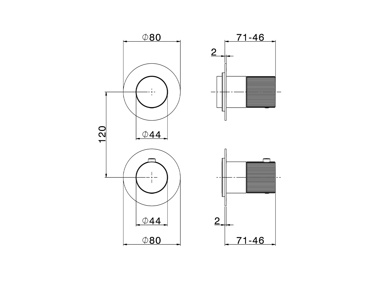 Expo.part for concealed thermo shower valve PLISSÉ ENCANTO_N20G2300 - v1