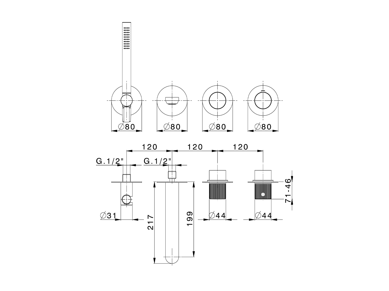 Exposed part for con.thermo. bath mixer PLISSÉ ENCANTO_N20G4200 - v1