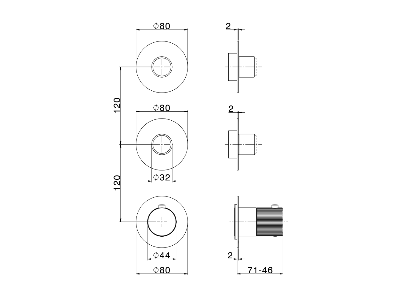 Cover Part for 2 Function Concealed Thermo Valve PLISSÉ ENCANTO_N20KG010 - v1