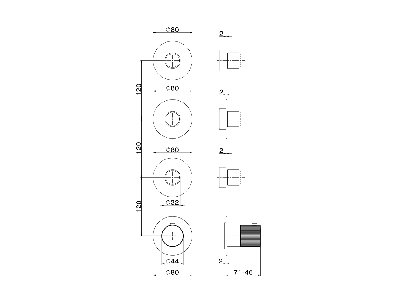 Cover Part for 3 Function Concealed Thermo Valve PLISSÉ ENCANTO_N20KG020 - v1
