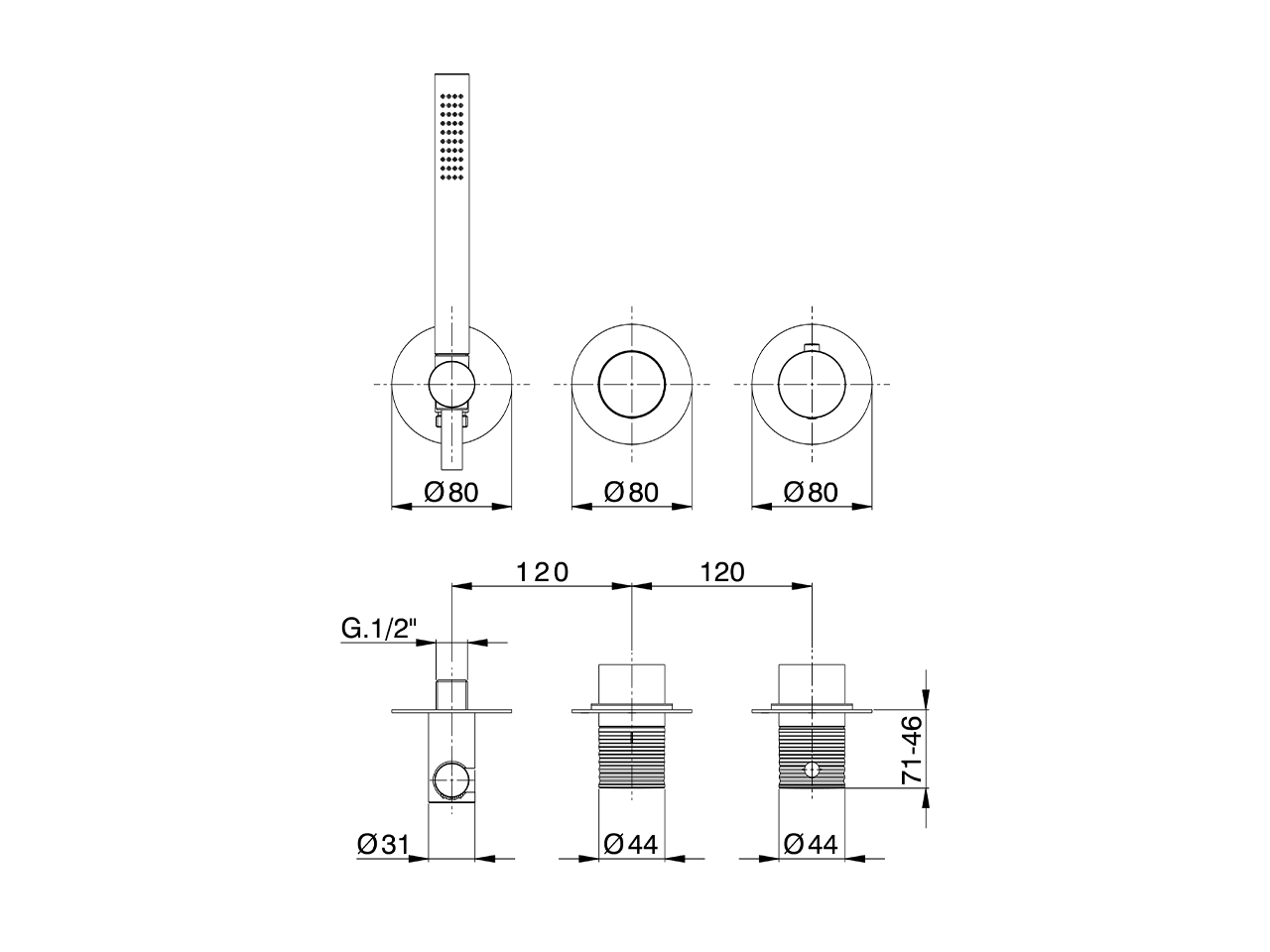 Exposed part for con.thermo.shower valve ARTE ENCANTO_N30G4100 - v1
