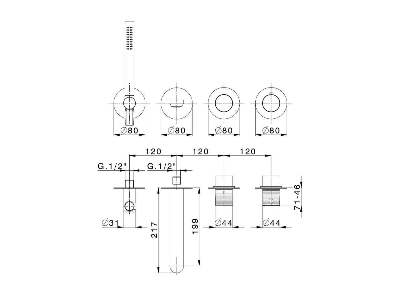 Exposed part for con.thermo. bath mixer ARTE ENCANTO_N30G4200 - v1