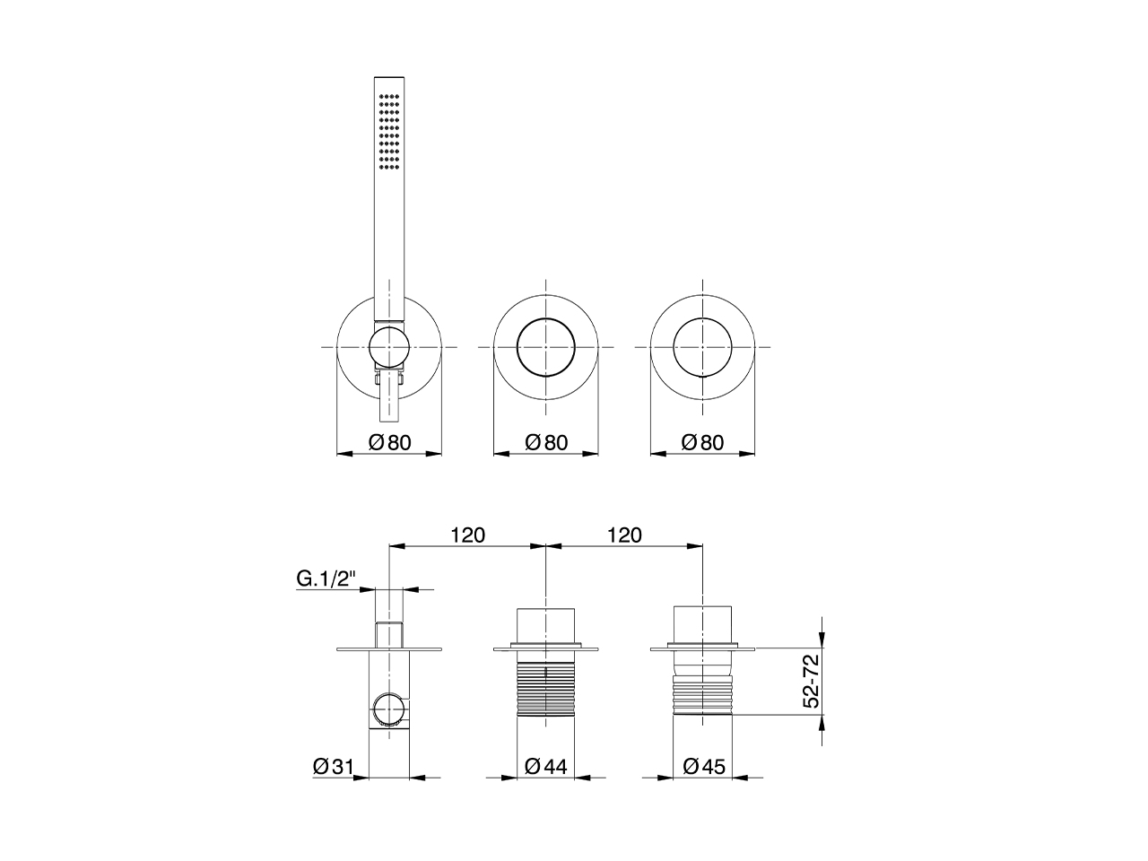 Expo. part for concealed S.L. shower valve ARTE ENCANTO_N30G8100 - v1