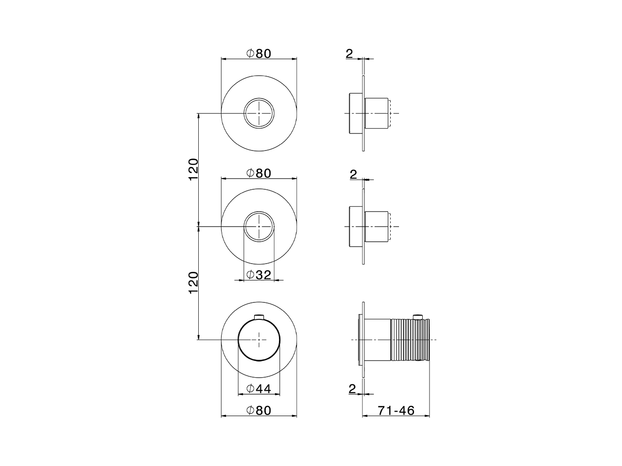 Cover Part for 2 Function Concealed Thermo Valve ARTE ENCANTO_N30KG010 - v1