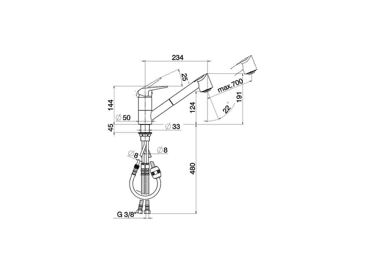 Single lever sink mixer with extrac.shower KITCHEN_PO002570 - v1